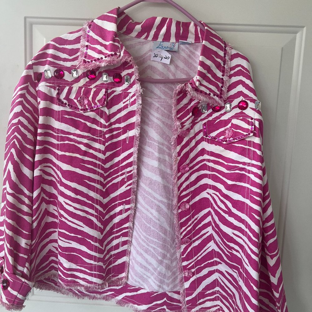 ROWDY PINK + WHITE ZEBRA JACKET - SZ L